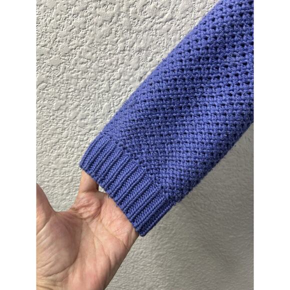 Vintage Worthington Blue ButtonUp Oversized VNeck Long Chunky Cardigan 3D Knit L - Picture 2 of 12